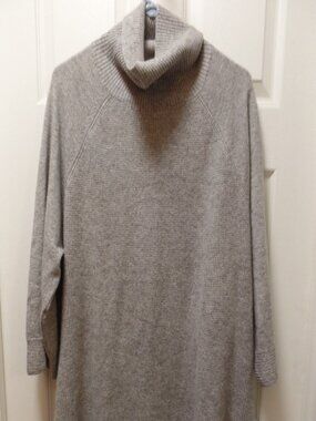 EUC! XL 18 20 GRAY Soft by NAADAM 100% Cashmere Waffle Stitch Turtleneck Sweater